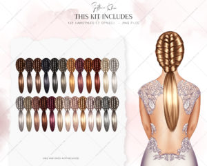 Glossy Hairstyles Clip Art Addon, Glam Hair PNG