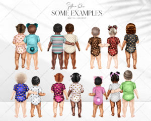 Babies Clipart, Babies in a Bodysuits
