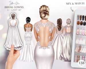 Bride Clipart, Bridal Gowns