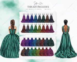 Evening Gowns Clipart, Beautiful Ladies