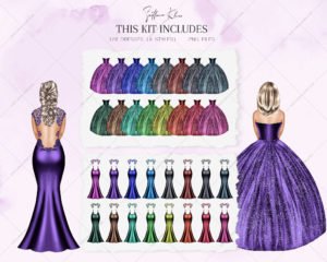 Evening Gowns Clipart, Beautiful Ladies