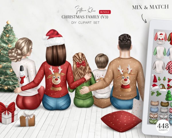 Christmas Family Creator Clip Art, Custom Family