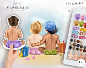Summer Babies Clipart, Baby Clip Art