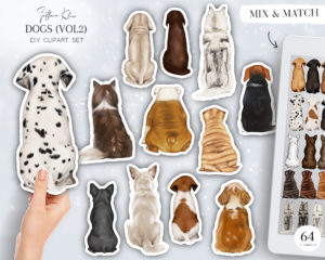 Dogs Clip Art, Bulldog, Husky, Dalmatian, Beagle, Labrador