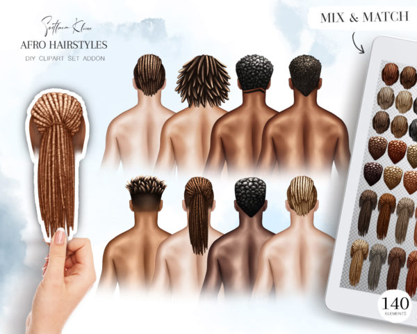 Afro Men’s Hairstyles Clipart,African-American Man Hair PNG