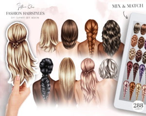 Fashion Hairstyles Clip Art, Female Hair Clipart