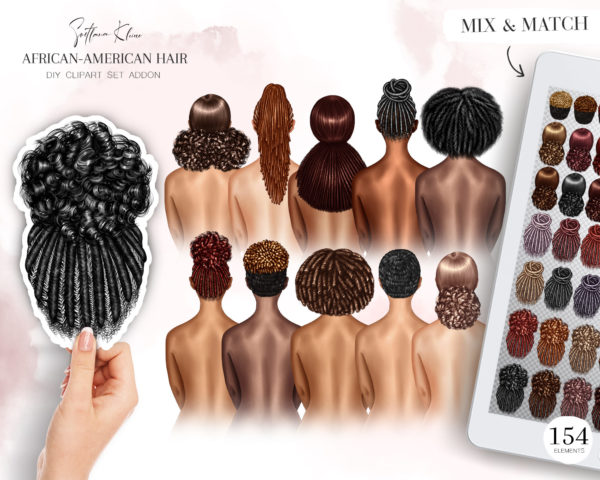 African-American Hairstyles Clipart, Black Woman Hair PNG