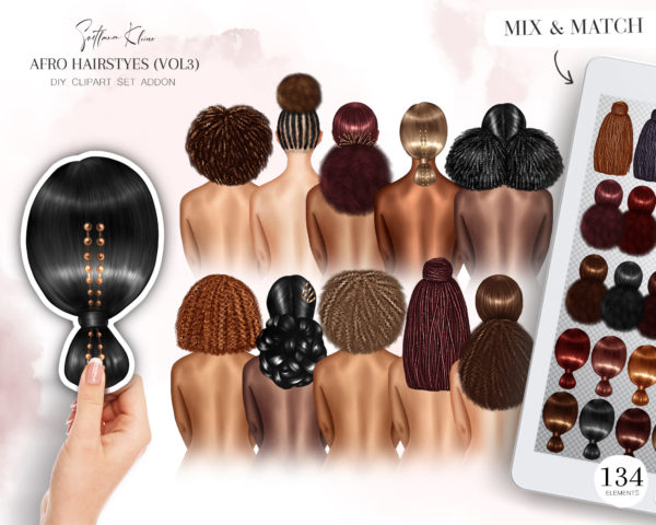 Black Woman Hairstyles Clipart, African-American Hair PNG