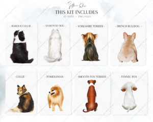 Dogs Clip Art, Collie, Pomeranian, Corgi, Samoyed Dog