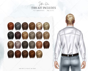 Men’s Hairstyles Clipart, Hair for Men Dolls Clip Art