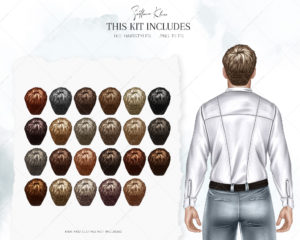 Male Hairstyles Clipart, Hair for Men Dolls Clip Art