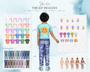 Toddlers Clip Art, Jeans and T-Shirts Clipart, Clothes PNG