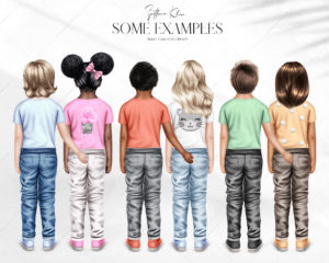Toddlers Clip Art, Jeans and T-Shirts Clipart, Clothes PNG