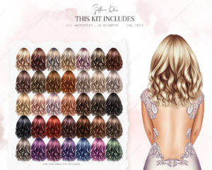 Holiday Hairstyles Clip Art, Elegant Hair Clipart, for Woman