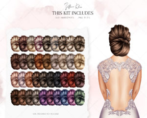 Wedding Hairstyles Clipart, Beautiful Hair for Dolls Clipart