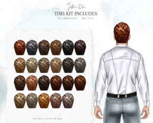 Male Hairstyles Clipart, Hair for Men Dolls Clip Art