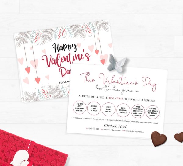 Rodan and Fields Valentine's Day Cards, Rodan + Fields Scratch Off Cards