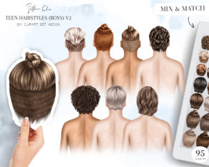 Hairstyles Clipart for Teenagers V2, Teen Hair PNG Clip Art