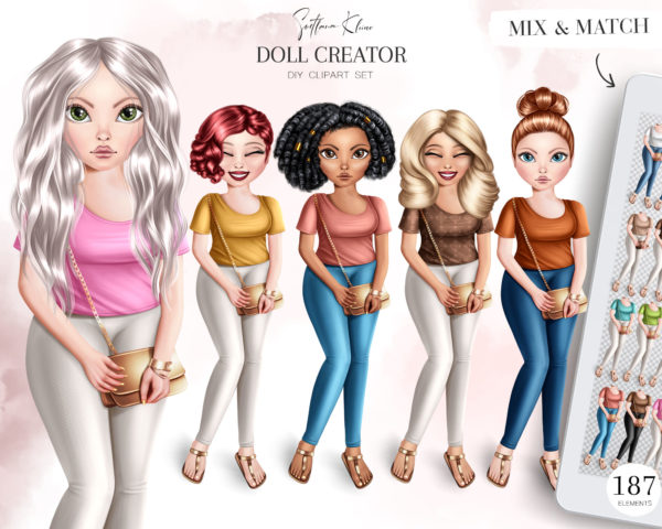 Doll Creator Clipart, Custom Character PNG, DIY Girl