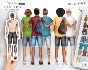 Teen Boys Clip Art, Teen Bodies Clipart, Teenagers Boys PNG