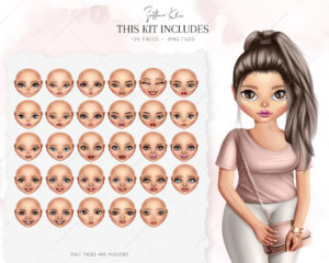 Doll Faces Clip Art, Custom Face, Character Creator Addon