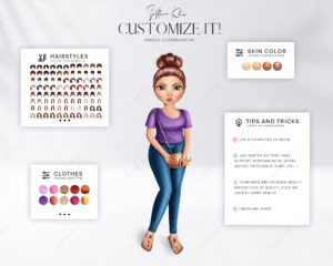 Doll Creator Clipart, Custom Character PNG, DIY Girl