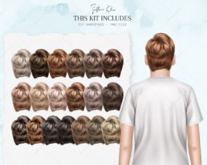 Teen Hairstyles for Boys Clip Art V1, Hair PNG, Teenagers