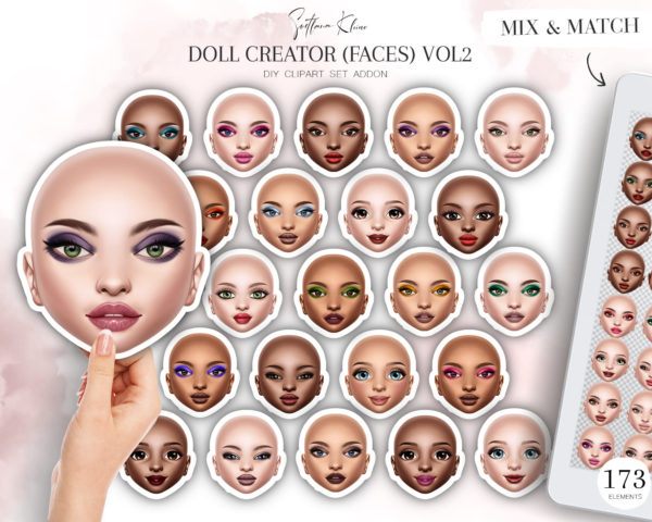 Face Clip Art, Custom Doll Faces Clip Art, Character Creator