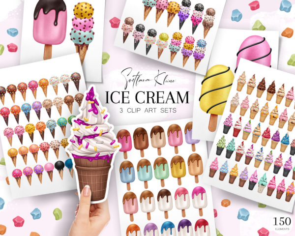 Ice Cream Mini-Bundle, Sweets Clipart, Popsicle, Chocolate