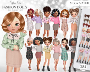 Fashion Dolls Clip Art, Doll Creator, Custom Portrait