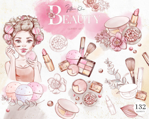 Beauty Clip Art, Cosmetics PNG, Lipstick, Eye Shadow PNG