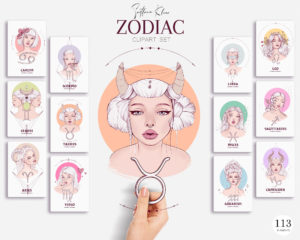 Zodiac clipart, Zodiac girls, Png Symbols, Illustrations