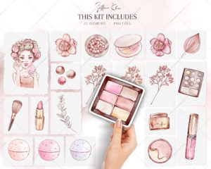 Beauty Clip Art, Cosmetics PNG, Lipstick, Eye Shadow PNG