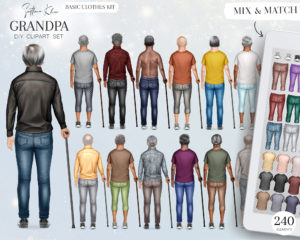 Grandpa Clipart, Elderly Men, Grandfather Clip Art, Clothes