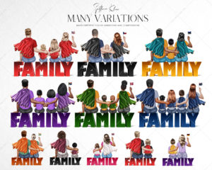 Super Family Clip Art, SuperHero Clipart, Family Portrait