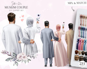 Muslim Couple Clip Art, Muslim Pair, Wife and Husband, Love