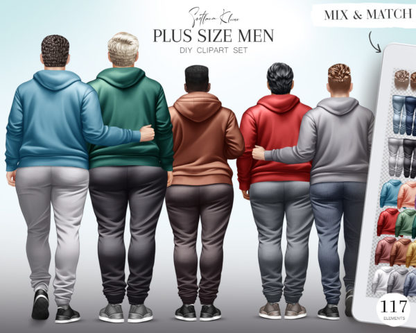 Plus Size Men Clip Art, Sport Clothes, Men Portrait, Custom