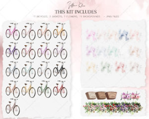 Cyclist Woman Clipart, Custom Portrait, Girl and Bicycle PNG