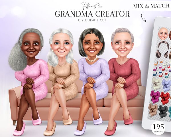 Grandma Creator, Custom Portrait, DIY Clipart, Grandmother