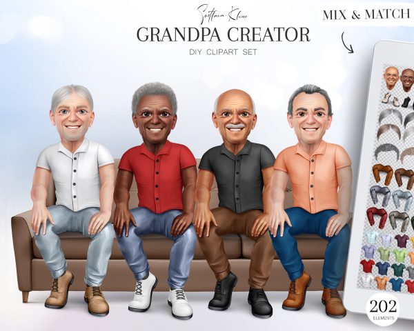 Grandpa Creator, Custom Portrait, DIY Clipart, Grandfather