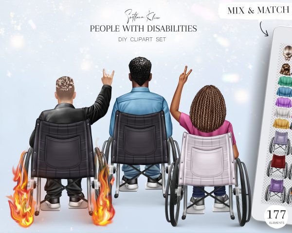 People with Disabilities Clip Art, Men, Woman, Custom PNG