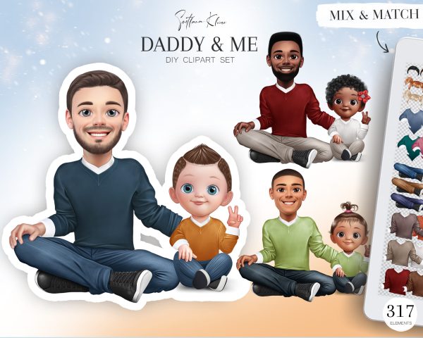 Daddy and Me Clip Art, Family Creator, Baby and Father, PNG