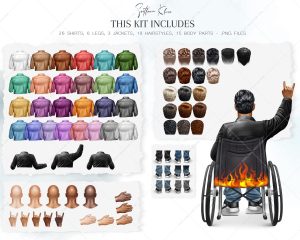 People with Disabilities Clip Art, Men, Woman, Custom PNG
