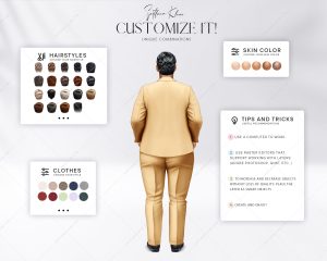 Plus Size Groomsmen Clip Art, Custom Men Portrait, Suits