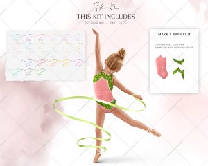 Gymnasts Clip Art, Gymnastics, Girls Gymnasts, Custom PNG