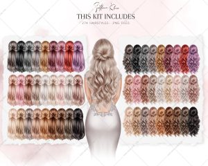 Hen Night Hairstyles Add On, Hair Clipart, Long Hairstyles