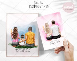 Summer Family Clipart, Sitting Family, Portrait Creator, PNG
