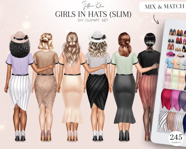 Woman Illustration Clip Art, Rear View Girls, Hats PNG