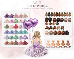Princesses Clip Art, Mom and Daughter PNG, Plus SIze Woman