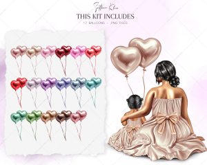 Princesses Clip Art, Mom and Daughter PNG, Plus SIze Woman